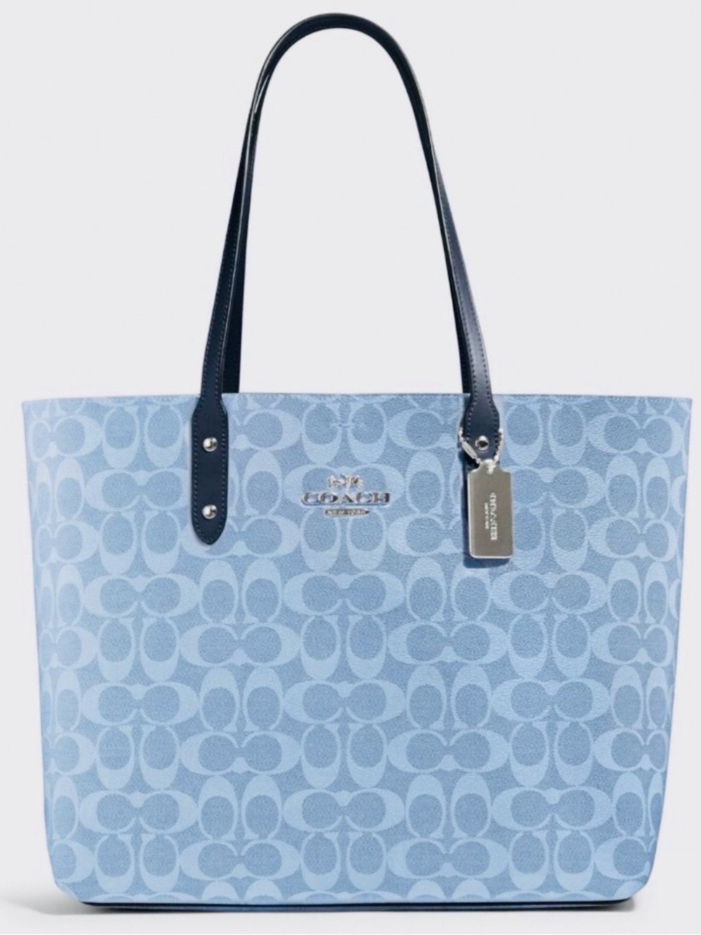 Coach Blue Denim Look Canvas Tote - Picture 2 of 10
